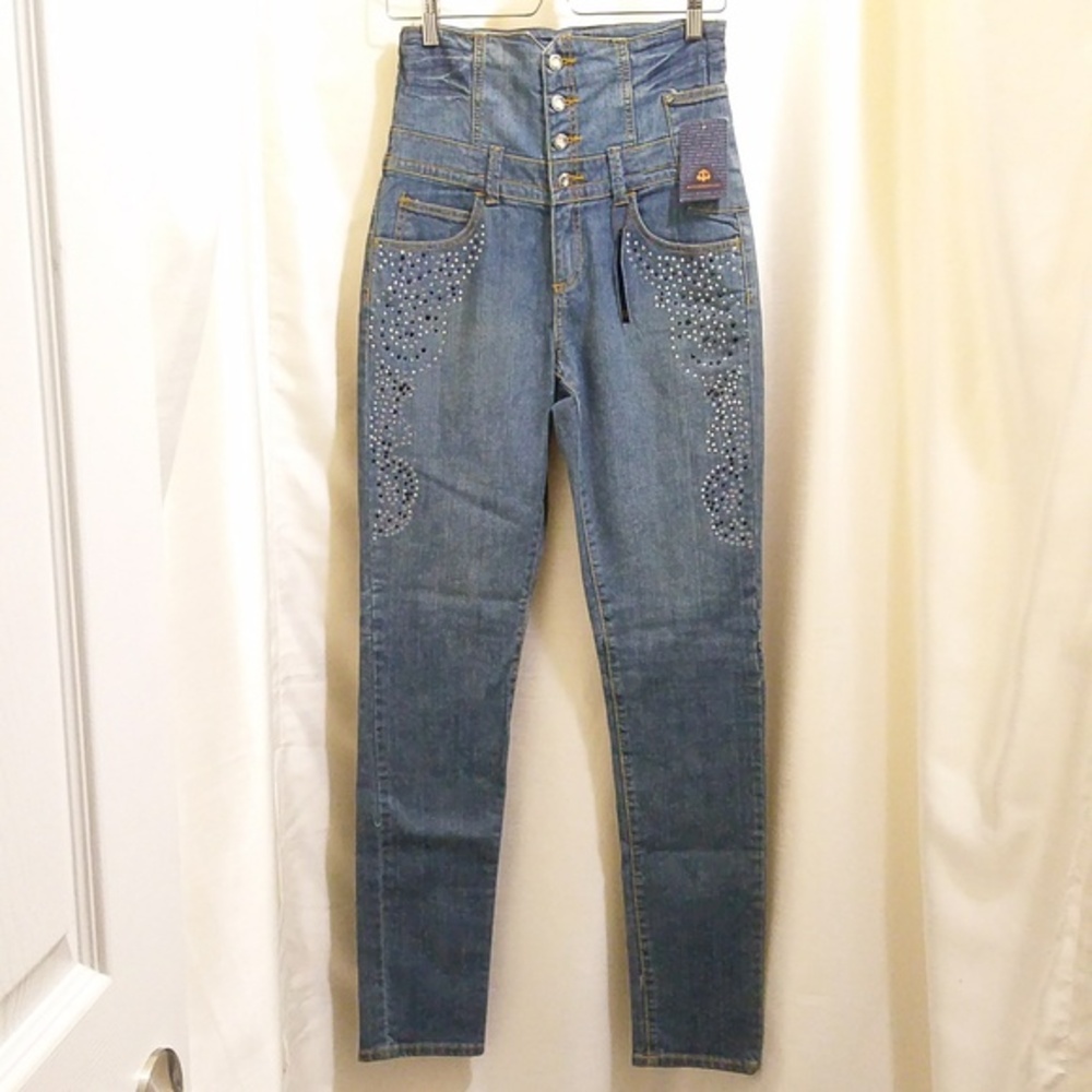 Dereon Jeans - Starlite High-Waist Skinny Rhinestone Embellished - NWT - Sz 7/8
